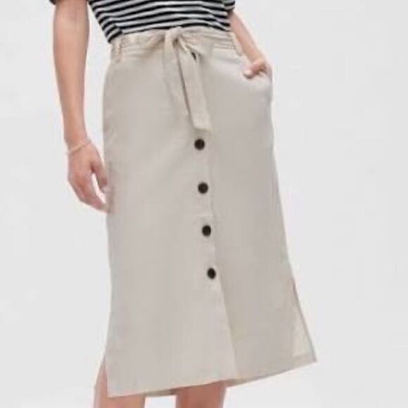 Banana Republic Linen Blend Beige Skirt Size 2 - Picture 1 of 8